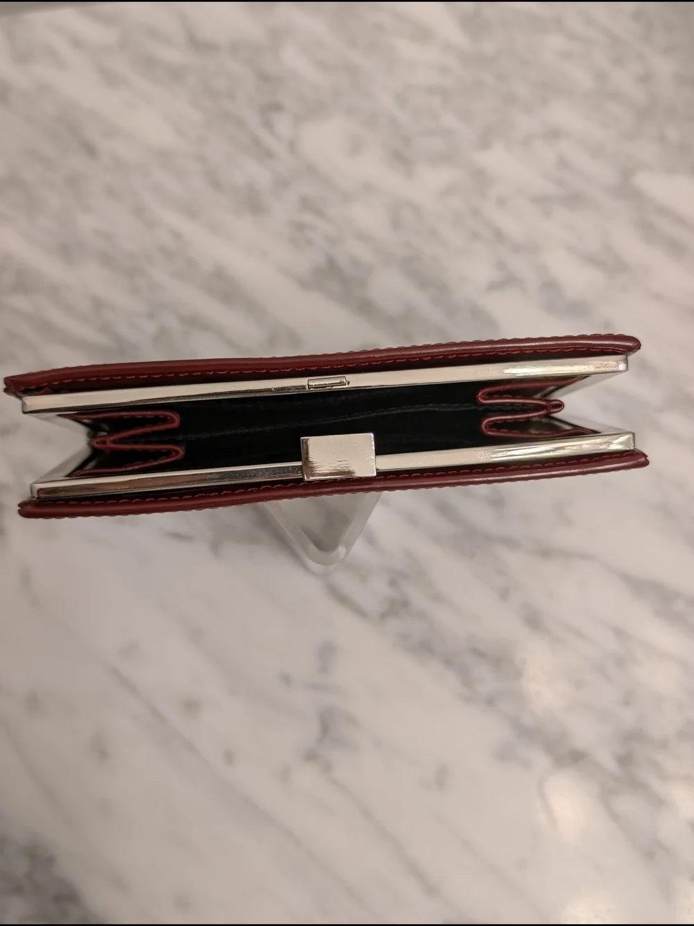 Nine West Burgundy Leather Wallet with Gold  Kisslock